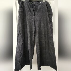 Zara Gray Checkered Wide-Leg Pants